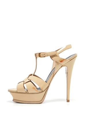 Saint Laurent Pre-Owned 140mm patent-finish sandals - Neutrals