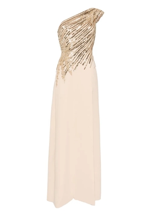 Saiid Kobeisy one shoulder sequin dress - Neutrals