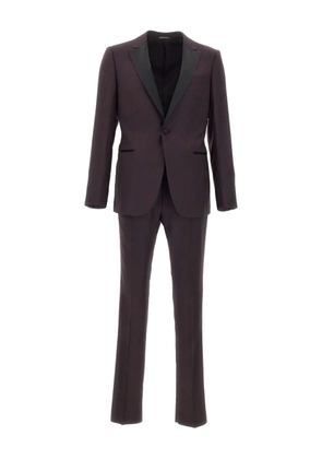 Emporio Armani peaked-lapel satin-trimmed suit - Purple