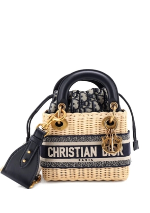 Christian Dior Pre-Owned Lady Dior Bag Wicker and Oblique Canvas Mini tote bag - Blue