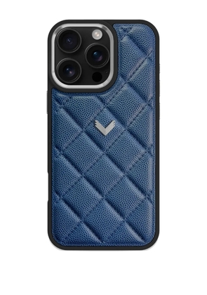 VELANTE quilted-leather iPhone 16 Pro phone case - NIGHT BLUE - BLUE