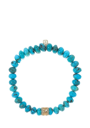 Sydney Evan 14kt yellow gold Lucky Rondelle turquoise and diamond bracelet - Blue