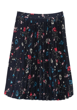 Balenciaga Pre-Owned 2017 floral-print pleated skirt - Navy