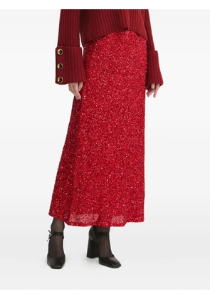 NEVER FULLY DRESSED sequin-embellished midi skirt - Red