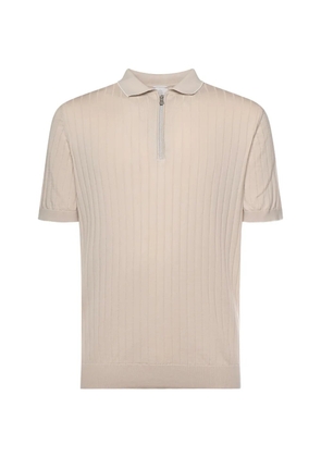Eleventy zip-neck ribbed polo shirt - Neutrals