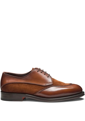 Santoni suede-panelled Derby shoes - Brown