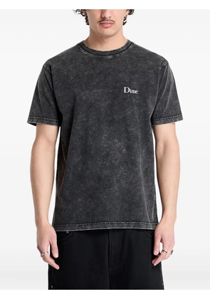 dime logo-embroidered acid-wash T-shirt - Black