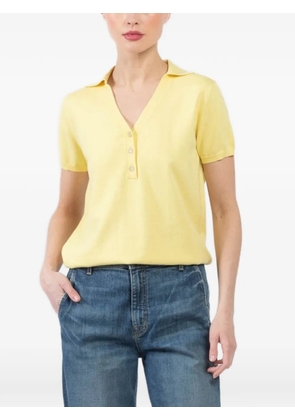 Allude button V-neck polo tops - Yellow