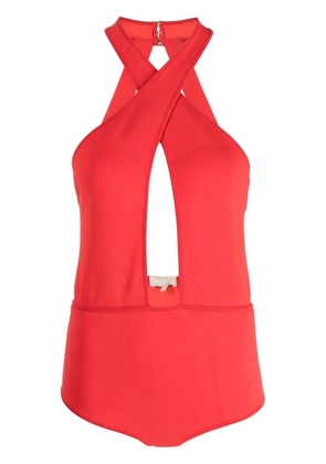 Elie Saab halter keyhole body suit - Red