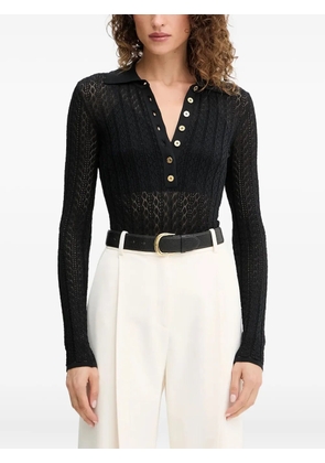 Elisabetta Franchi patterned-knit polo top - Black