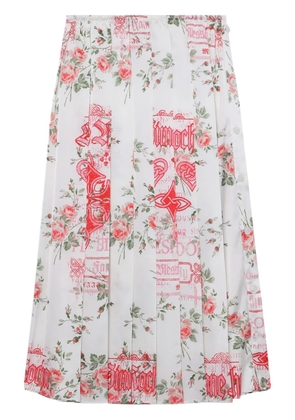 Simone Rocha floral-print pleated midi skirt - White