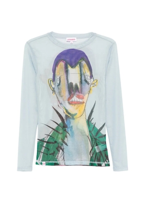 Charles Jeffrey Loverboy powermesh graphic long-sleeve T-shirt - Blue