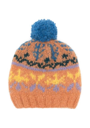 FRANTIC Fairisle pom-pom beanie hat - Orange