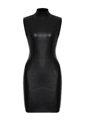 Lika high-neck crocodile-effect mini dress - Black