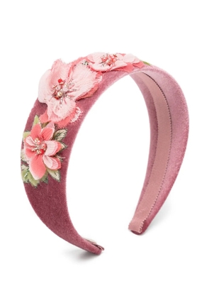 Jennifer Behr floral-appliqué velvet headband - Pink