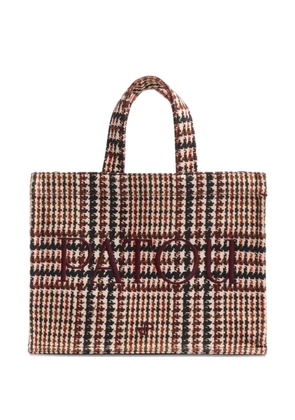 Patou logo-embroidered houndstooth tote bag - Brown