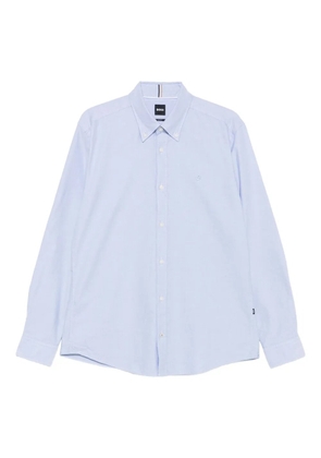 BOSS logo-embroidered cotton shirt - Blue