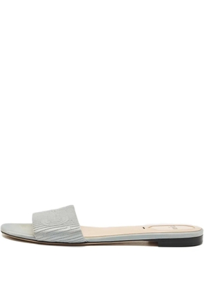 Fendi Pre-Owned logo satin flat sandals - Grey