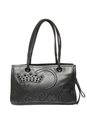 Loewe Pre-Owned 2000s logo-embroidery studded-embellishment shoulder bag - Black