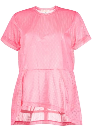 Comme Des Garçons asymmetric-hem perforated T-shirt - Pink