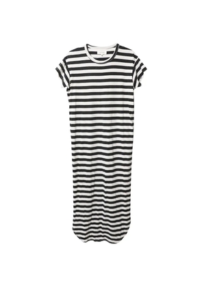 The Great. striped-pattern short-sleeve dress - White