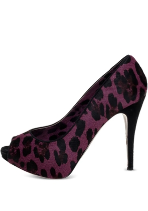Dolce & Gabbana Pre-Owned 120mm leopard-print peep-toe pumps - Purple