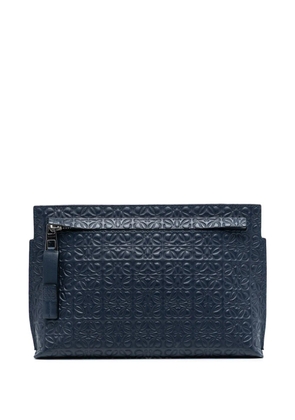 Loewe Pre-Owned 2015-2016 Embossed Calfskin Anagram Repeat T Pouch clutch bag - Blue