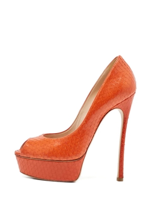 Casadei python leather pumps - Orange