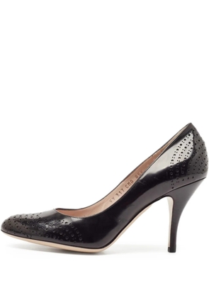 Ferragamo Pre-Owned 90mm perforated patent-leather pumps - Black