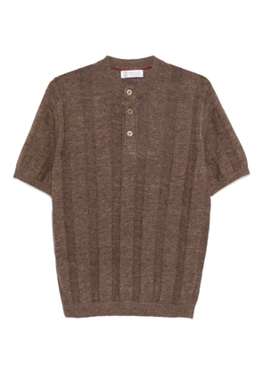 Brunello Cucinelli button ribbed sweater - Brown