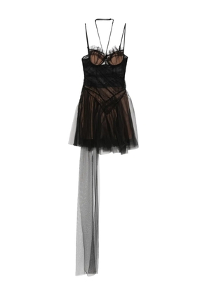 Nensi Dojaka strap-detail tulle mini dress - Black