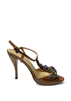 Prada Pre-Owned embellished T-strap sandals - Brown