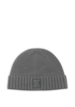 Stone Island logo-patch beanie - Grey