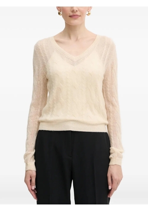 GUESS USA V-neck cable-knit jumper - Neutrals