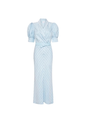 Rebecca Vallance puff-sleeve belted midi dress - Blue