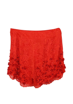Jenny Packham floral-lace shorts - Red