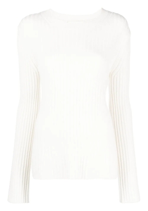 Closed rib-knit long-sleeve top - Neutrals