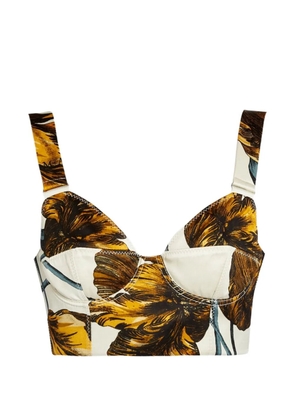 ERDEM etched tulip cropped corset bra top - White