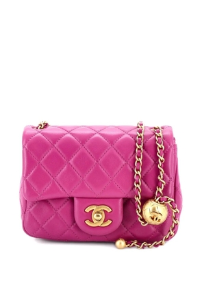 CHANEL Pre-Owned Pearl Crush Square Flap Bag Quilted Lambskin Mini crossbody bag - Purple