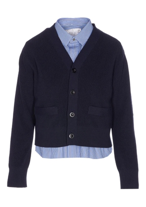 sacai button-front striped shirt cardigan - Blue