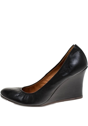 Lanvin Pre-Owned 80mm leather wedge pumps - Black