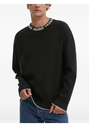 HUGO logo-trim sweater - Black