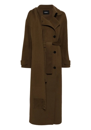 Goen.J double-faced one-side muffler coat - Brown