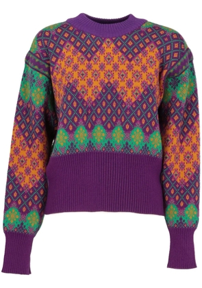 Saint Laurent Pre-Owned 1980s intarsia-knit wool jumper - Purple