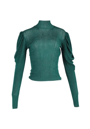 Caroline Constas puff-sleeve turtle-neck sweater - Green