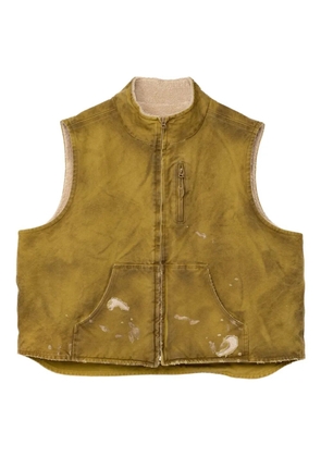 KAMIYA distressed zip-up vest - Yellow