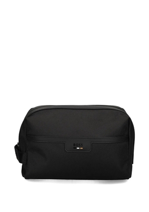 BOSS logo-detail zipped wash bag - Black