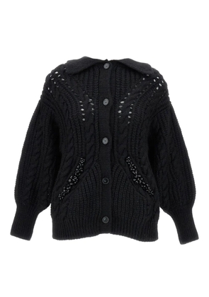 Simone Rocha cable-knit embellished cardigan - Black