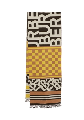Burberry Pre-Owned checkerboard wool scarf - Brown