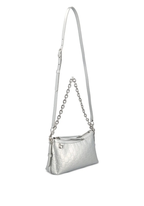 Gucci small GG Emblem embossed shoulder bag - Silver